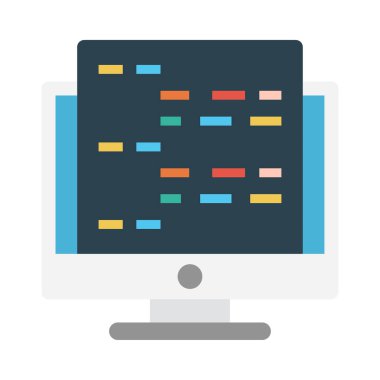 programlama glif düz vektör simgesi