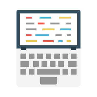 programlama glif düz vektör simgesi