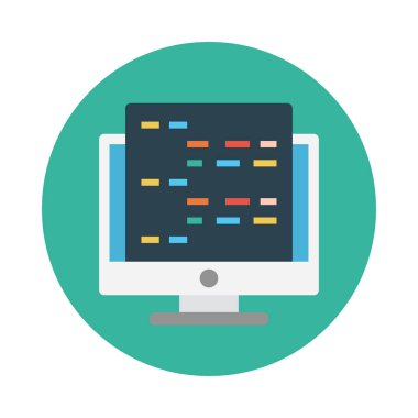 programlama glif düz vektör simgesi