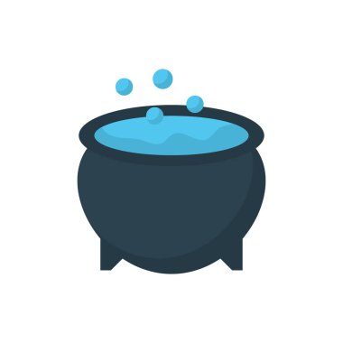 cadı pot vektör renk düz simgesi 