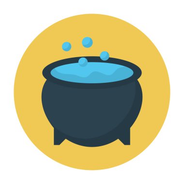 cadı pot vektör renk düz simgesi 