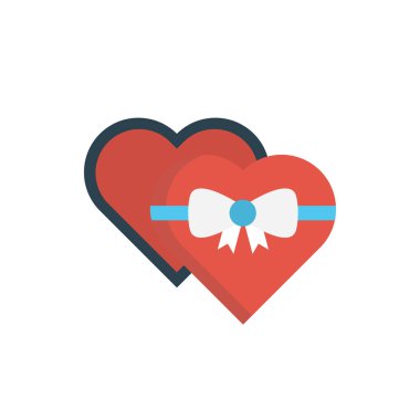 kırmızı hediye vektörü düz simgesi