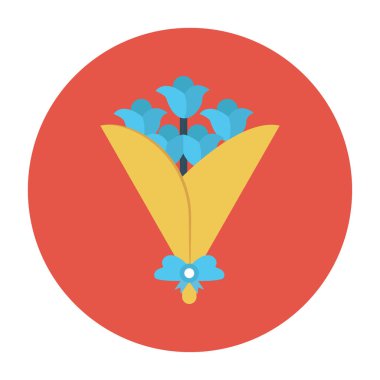  kırmızı buket vektör düz simgesi  