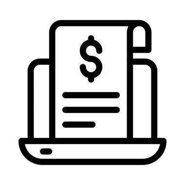 çevrimiçi nakit vektörü ince çizgi simgesi 