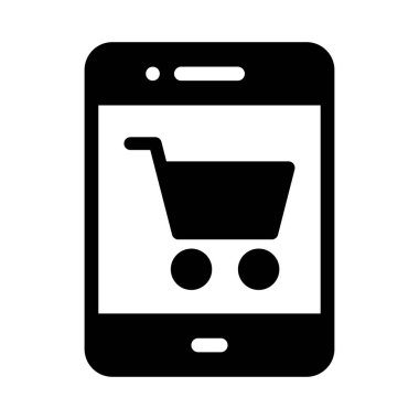 çevrimiçi alışveriş vektörü glyph düz simgesi
