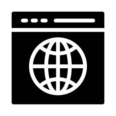 İnternet bağlantı vektörü glyph düz simgesi