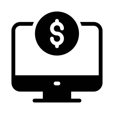 çevrimiçi ödeme vektörü glyph düz simgesi