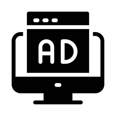 çevrimiçi ad vektör düz simgesi