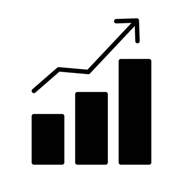Wzrost Wykresu Słupkowego Wektor Glif Płaski Ikona — Wektor stockowy