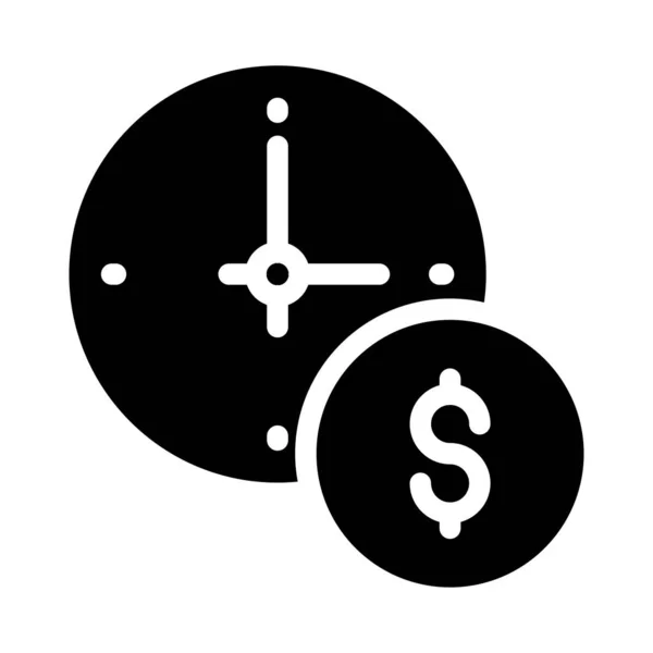 Geld Zeit Vektor Glyphen Flaches Symbol — Stockvektor