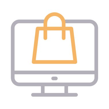 çevrimiçi alışveriş vektörü renk çizgisi simgesi 