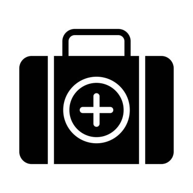 Doktor kit kabartma vektör düz simgesi