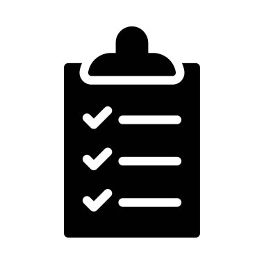 Kontrol listesi glyph vektör düz simgesi