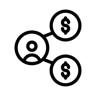 Para vektörü ince çizgi simgesi paylaşımı 