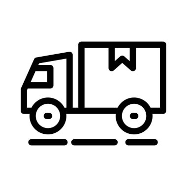 kargo kamyonu vektör ince çizgi simgesi 