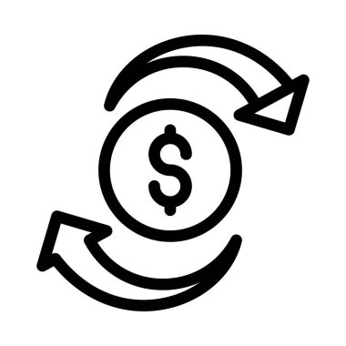 Dolar değişim vektörü ince çizgi simgesi 