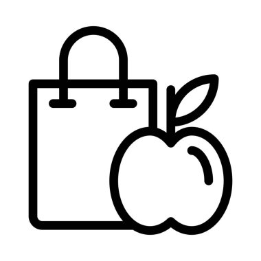 meyve alışverişi vektörü ince çizgi simgesi 