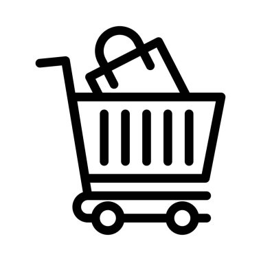 Alışveriş arabası vektörü ince çizgi simgesi 