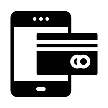 çevrimiçi ödeme vektörü glyph düz simgesi 