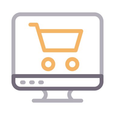 çevrimiçi alışveriş vektörü renk çizgisi simgesi 