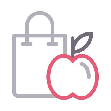 alışveriş elma vektörü renk çizgisi simgesi 
