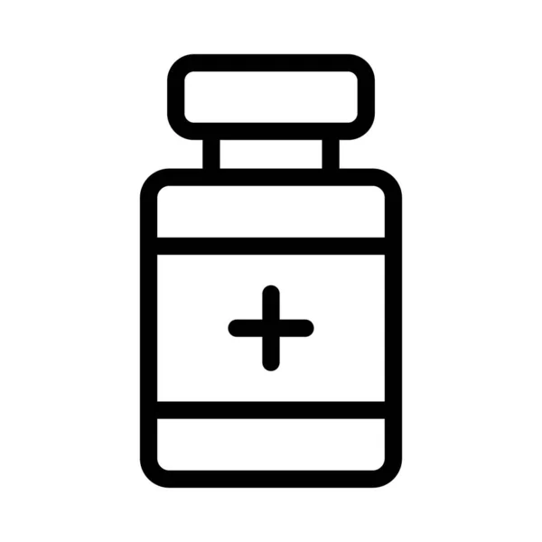 Medicamento Botella Vector Línea Delgada Icono — Vector de stock