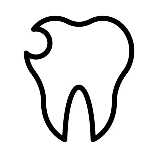 Bruten Tand Vektor Tunn Linje Ikon — Stock vektor