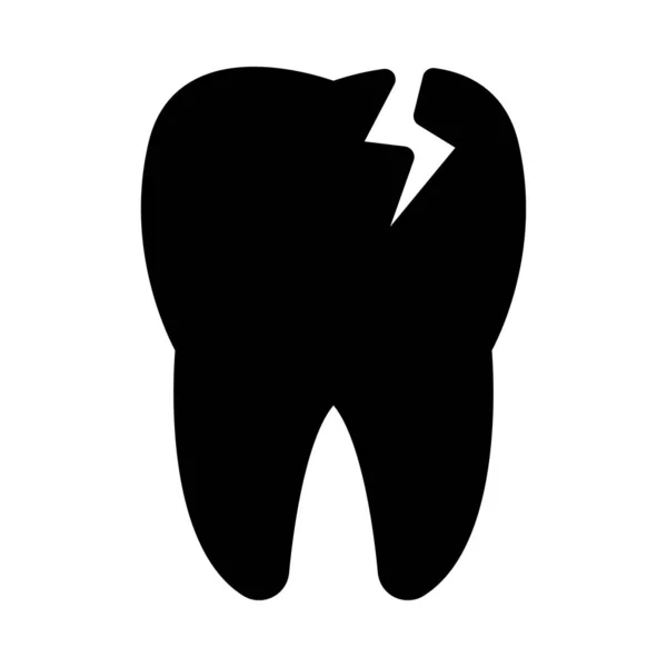 Broken Tooth Glyph Vector Flat Icon — Stock Vector