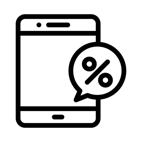 Mobile Discount Vecteur Ligne Mince Icône — Image vectorielle