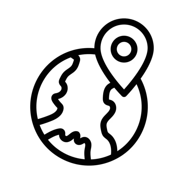 Global Map Vector Thin Line Icon — 스톡 벡터