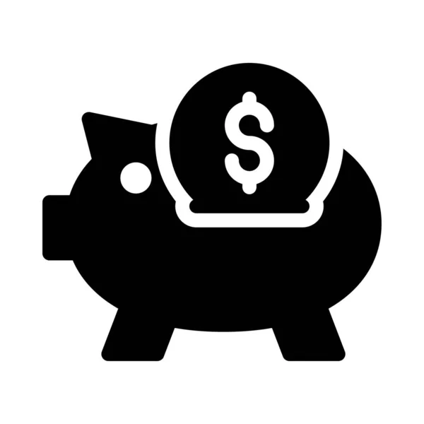 Piggy Bank向量Glyph平面图标 — 图库矢量图片