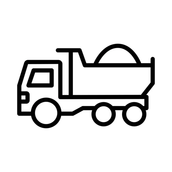 Dumper Truck Vector Thin Line Icon — Stock Vector