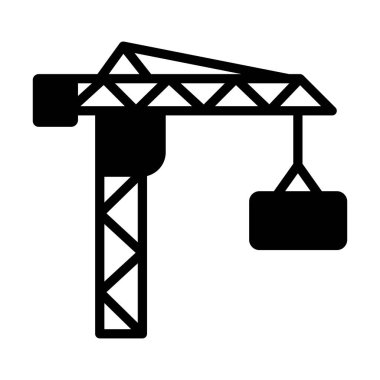 vinç kaldırıcı vektör glifti düz simge 
