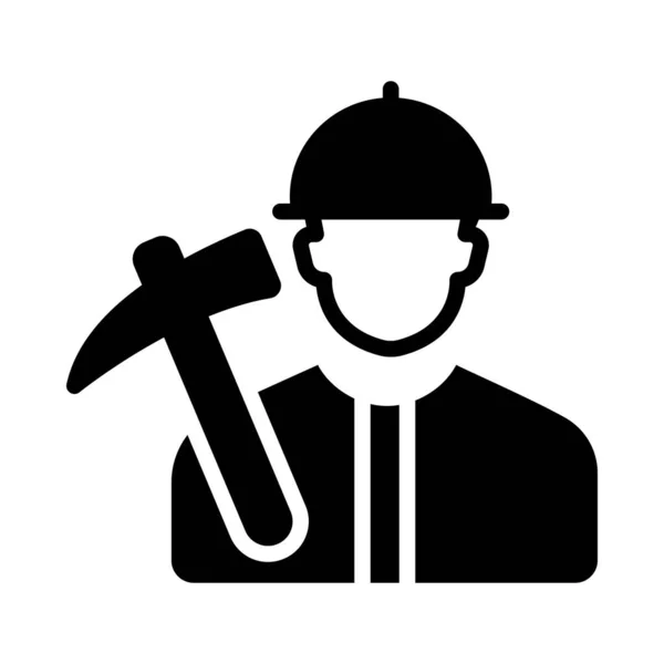 Digging Engineer Vector Glyph Flat Icon — Stock Vector