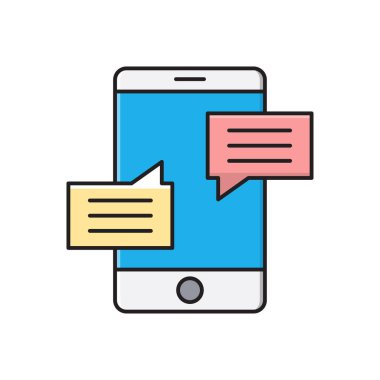 sohbet vektörü düz renk simgesi