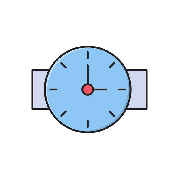 Tijd Vector Vlakke Kleur Pictogram — Stockvector