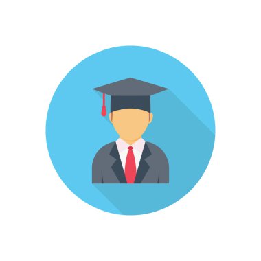 mezun vektör düz renk simgesi