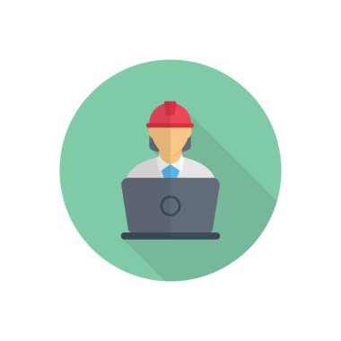 Mühendis vektör düz renk simgesi