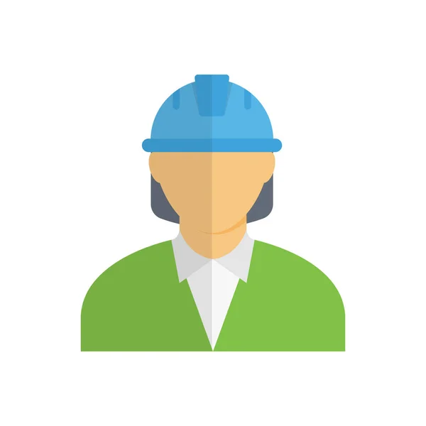 Engineer Avatar. Architect In Helmet Thin Line Flat Color Icon