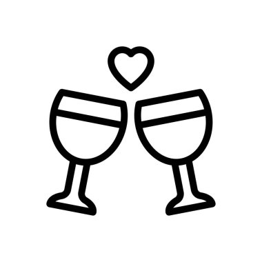 Şampanya vektörü ince çizgi simgesi