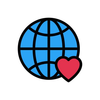 kalp vektörü düz renk simgesi