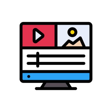 video vektörü düz renk simgesi