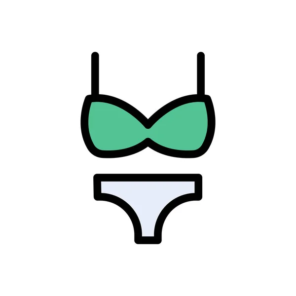 Bikini Vector Vlakke Kleur Icoon — Stockvector