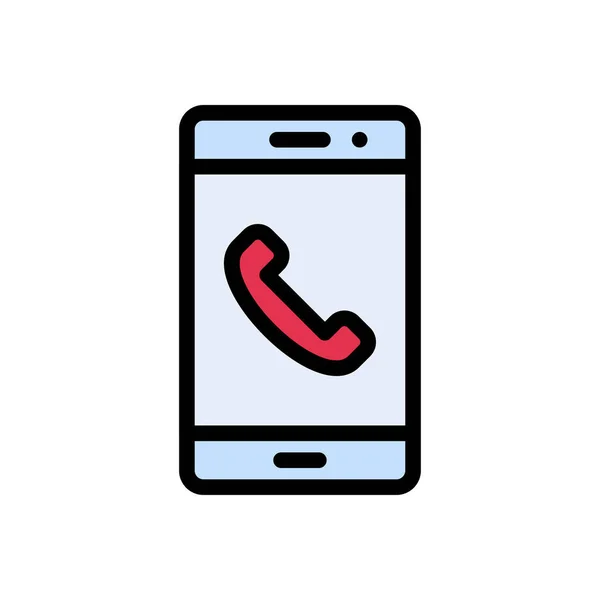 Telefoon Vector Platte Kleur Pictogram — Stockvector