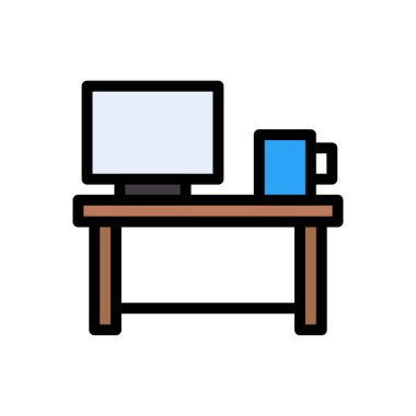 masa vektörü düz renk simgesi