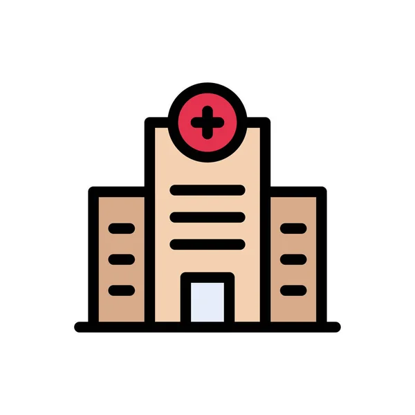 Krankenhaus Vektor Flache Farbe Symbol — Stockvektor