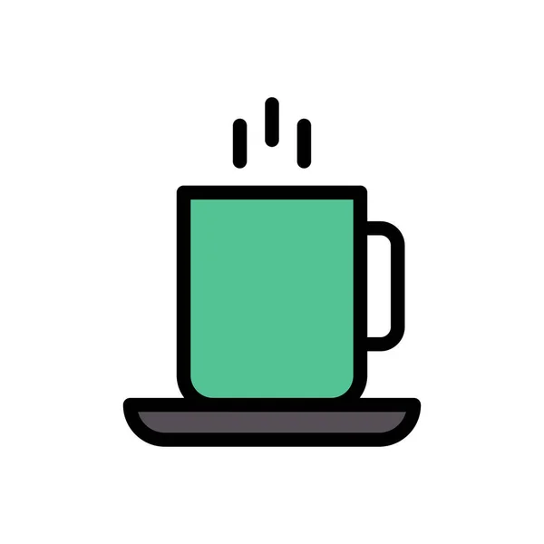 Vector Café Icono Color Plano — Vector de stock