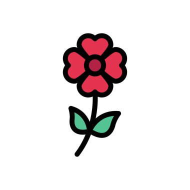 çiçek vektörü düz renk simgesi