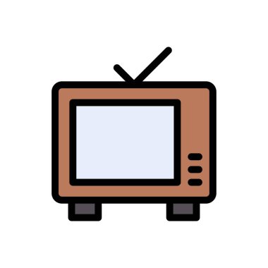 Televizyon vektörü düz renk simgesi