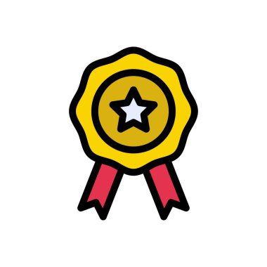 madalya vektörü düz renk simgesi